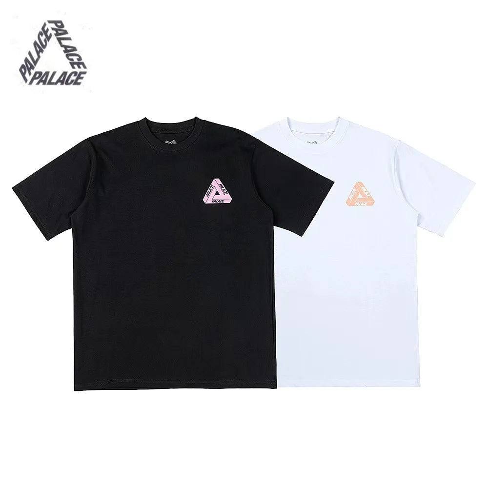 PALACE European and American trendy brand triangle print high-quality men's and women's casual pure cotton short sleeved T-shirt
