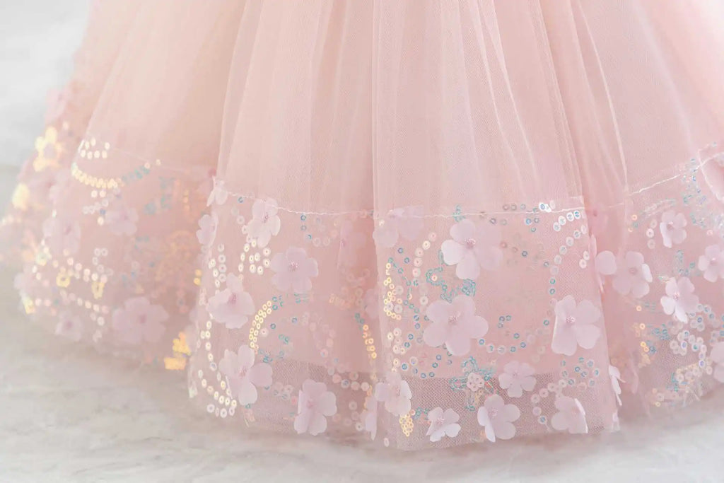 HETISO Sequined Tulle Formal Dress for Girls Elegant Princess Performance Gown New Year Gift Occasion Children's Wear
