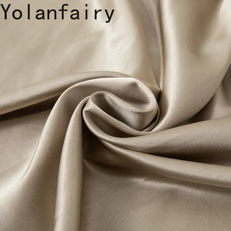 YOLANFAIRY 93% Real Mulberry Silk Pajamas for Woman 2026 Spring Summer High-end Sets Woman 2 Piece Short Sleeve Pijamas De Mujer