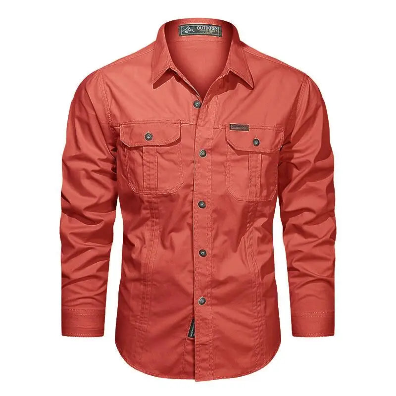 Brand Clothing Men's Cargo Shirt Long Sleeve Cotton Overshirt High Quality Casual Military Style 5XL