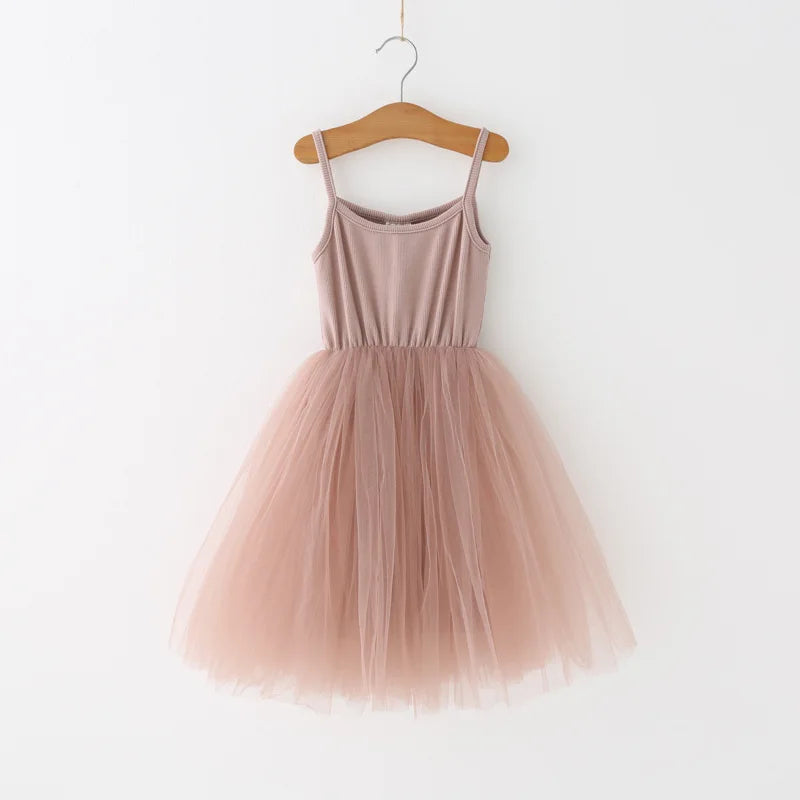 Girls Ribbed Tulle Dress - Sleeveless Princess Gown with Layered Skirt for Toddlers Party Dress for Kids Girl Girls Clothes