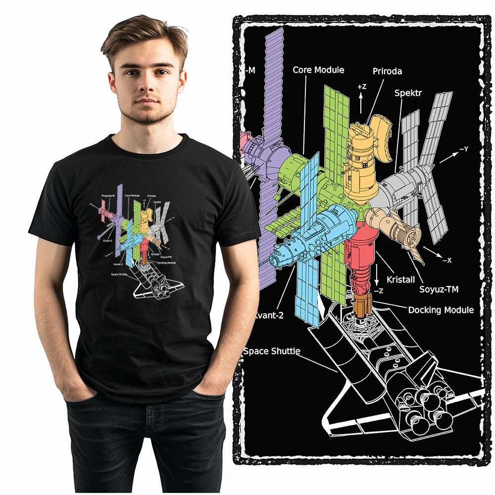 The Coolmind Men's 100% Cotton Astronaut Graphic T-Shirt - Black