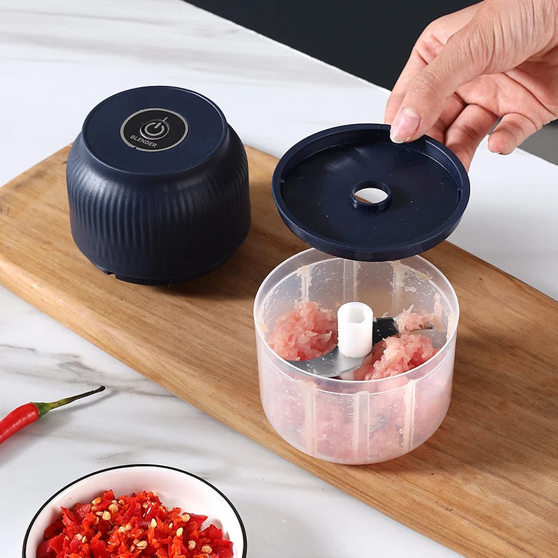 Triturador de ajos eléctrico, picador de alimentos de cocina, mini picador de carne portátil USB, picador de verduras para cocina, regalos de Navidad