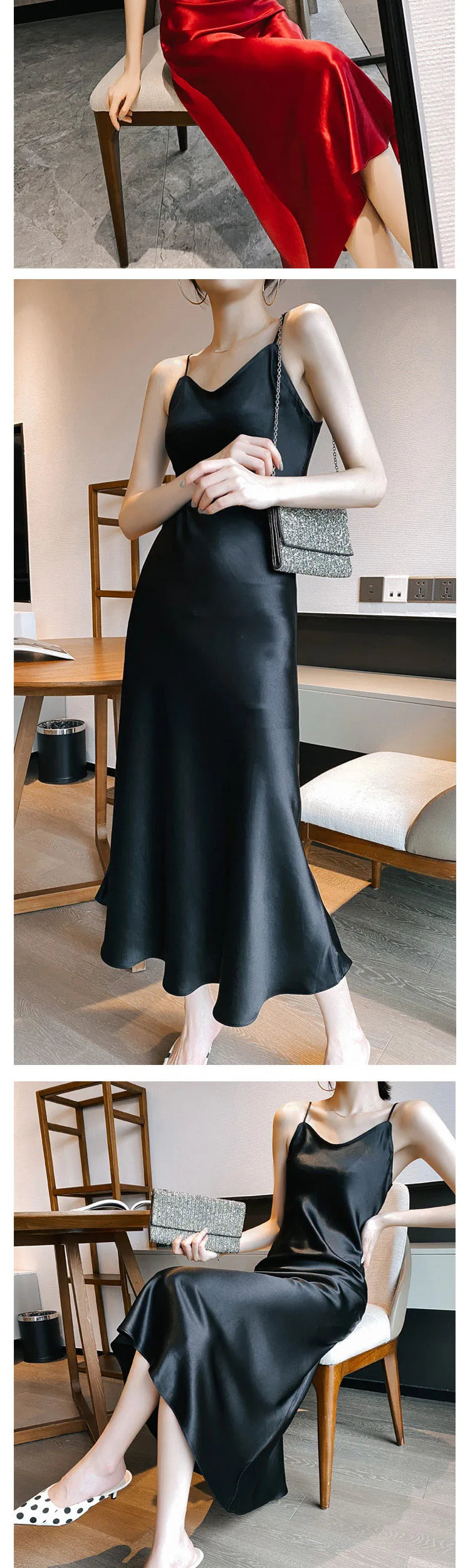 2026 fashion Sexy Satin Long Dress Summer Lady Acetate satin Party Dress High Waist Slim Female Retro Dress Red Pink robe femme
