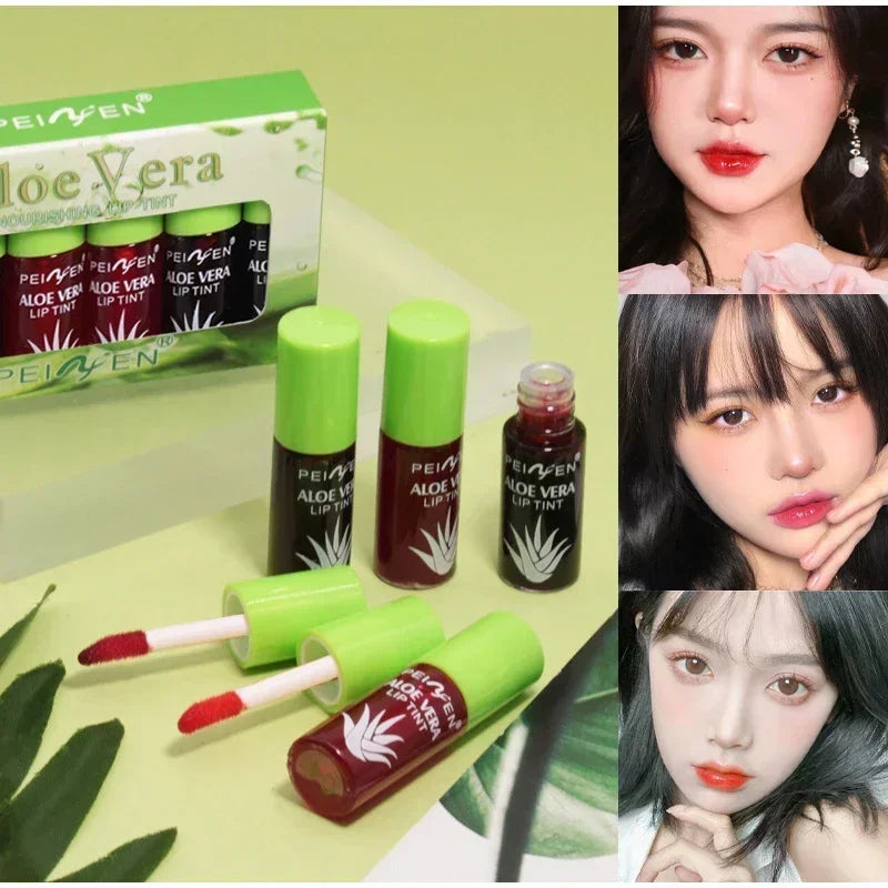 6-Piece Lip Gloss Oil Set,Aloe Vera Liquid Lipstick, Long-Lasting Moisturizing Smudge-Proof Lips Tint ,Non-Sticky Cosmetics