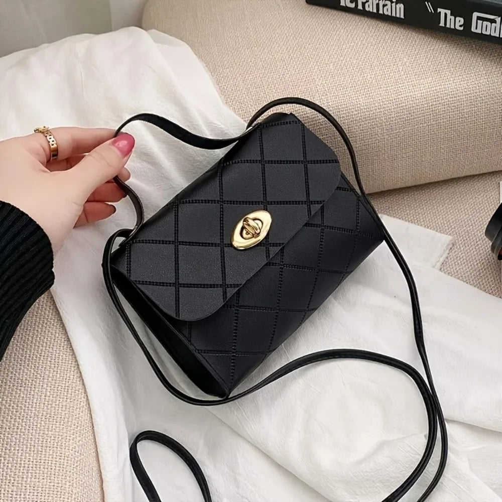 Korean Style Diamond Quilted Square Bag for Women Trendy Top Handle Crossbody Bag  Chain Underarm Purse Fashion Shoulder Bag