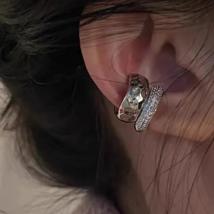 New Trending Zircon Double-Layer Ear Cuff No Piercing Earring Punk Metal Geometric Ear Clip For Women'S Y2K Jewelry 2024