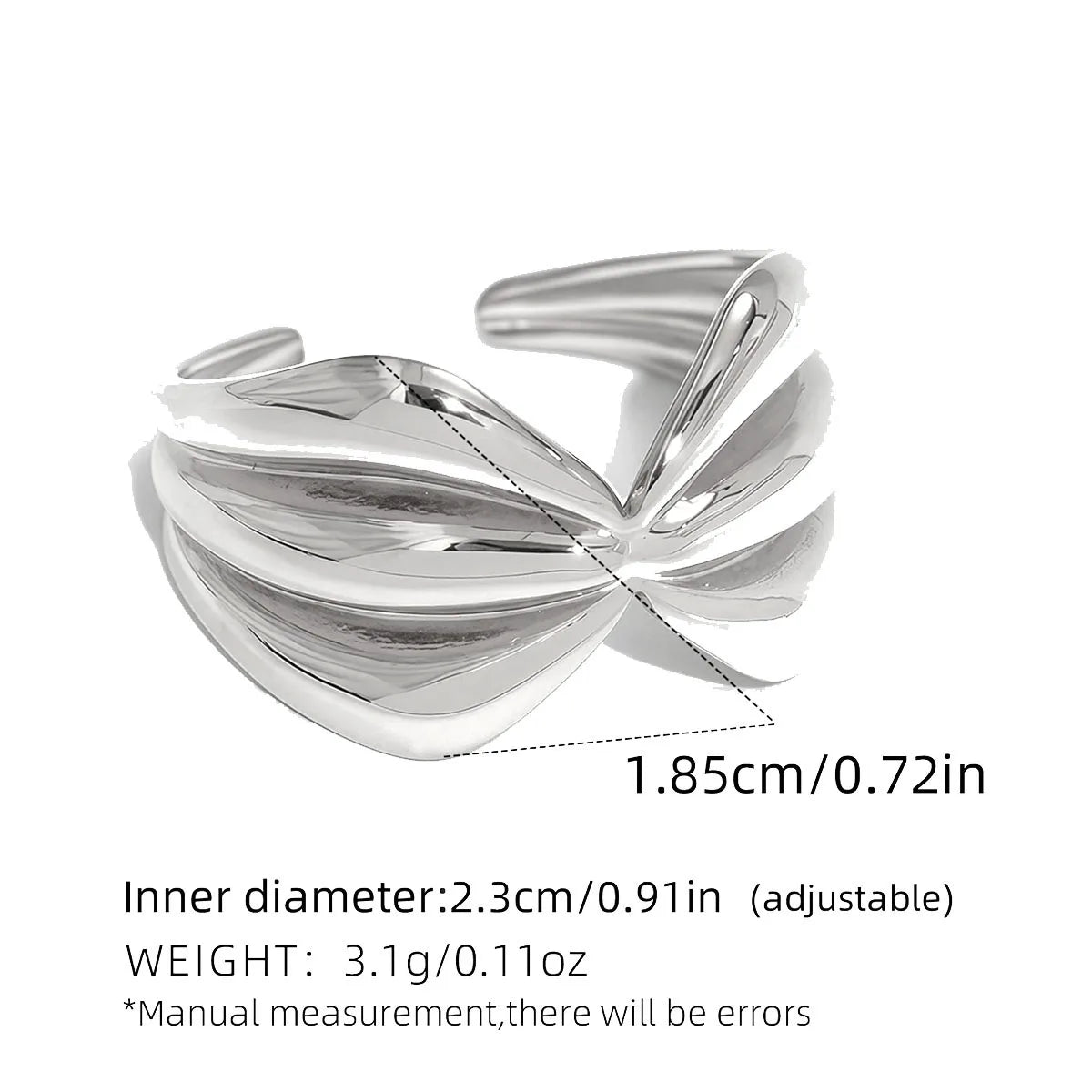 Stainless Steel Open Rings For Women'S 18K Gold Plated Fashion Couple Handmade Irregular Lines Ring Jewelry For Women'S
