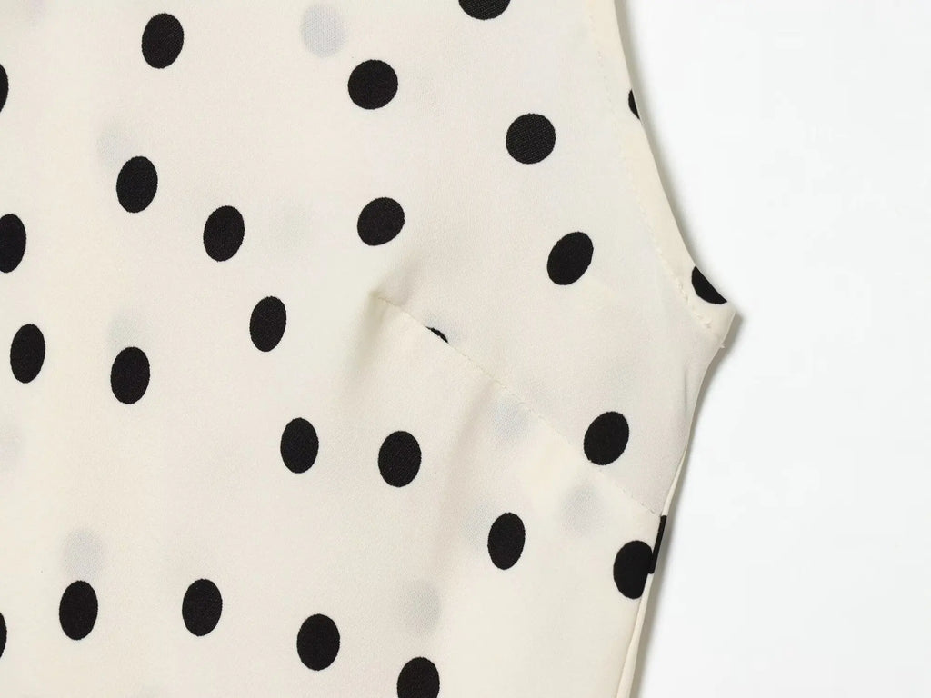 2026 Summer New Women's Fashion Sleeveless Waist-Slimming Polka Dot Print Vest Dress Vacation Style Camisole Mid-Length Dress