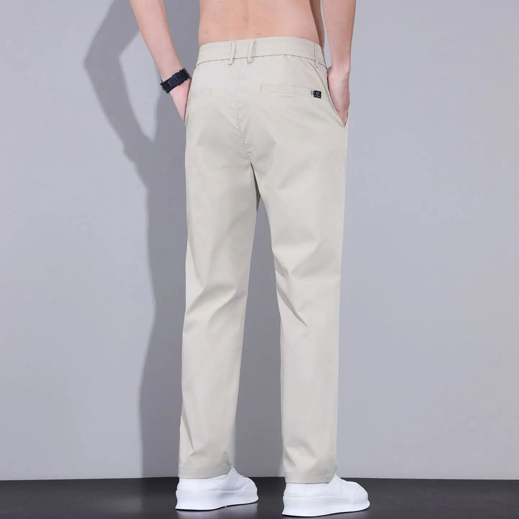 Spring Summer Thin Mens Pants Straight Business Casual Pants Ice Silk Quick Dry Breathable Korean Trousers Fashion Men Clothing