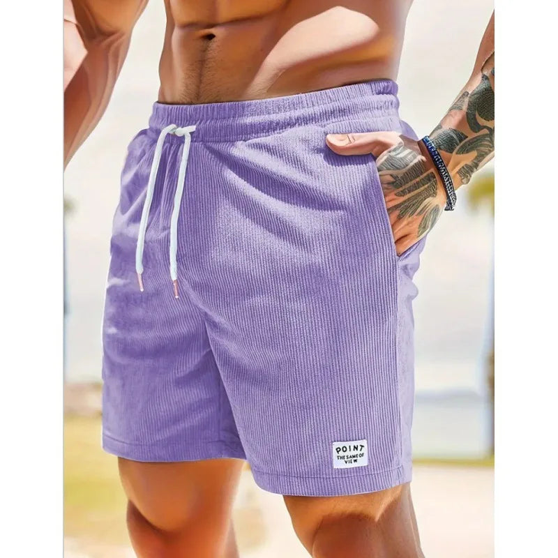 Men's Retro Corduroy Casual Shorts Men Fashion Solid Sweatpants Harajuku Corduroy Short Pants New Men Clothing Roupas