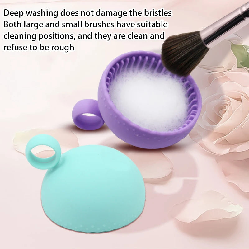 Silicone Makeup Brush Cleaning Bowl, Efficient, Portable, Reusable Makeup Brush, Beauty Egg Cleaning Tool