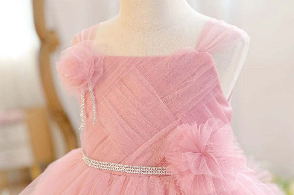 HETISO Baby Girls Princess Dress Summer Tulle Sleeveless Kids Wedding Birthday Party Performance Gown Costumes For Kids