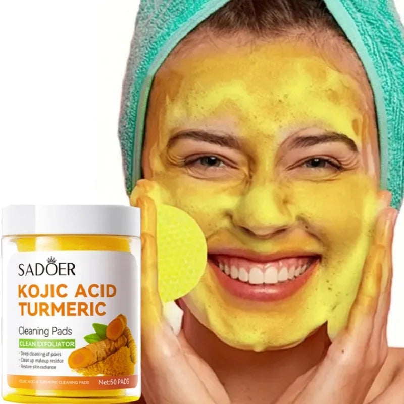 50 Pads/1 Box Kojic Acid Turmeric Cleansing Pads, Moisturizing Deep Cleansing