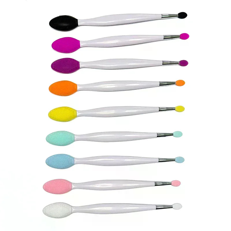 Double-headed Silicone Brush Skin Care Lip Exfoliating Facial Cleansing Face Scrub Nose Clean Brush Lipstick Lip Balm Applicator
