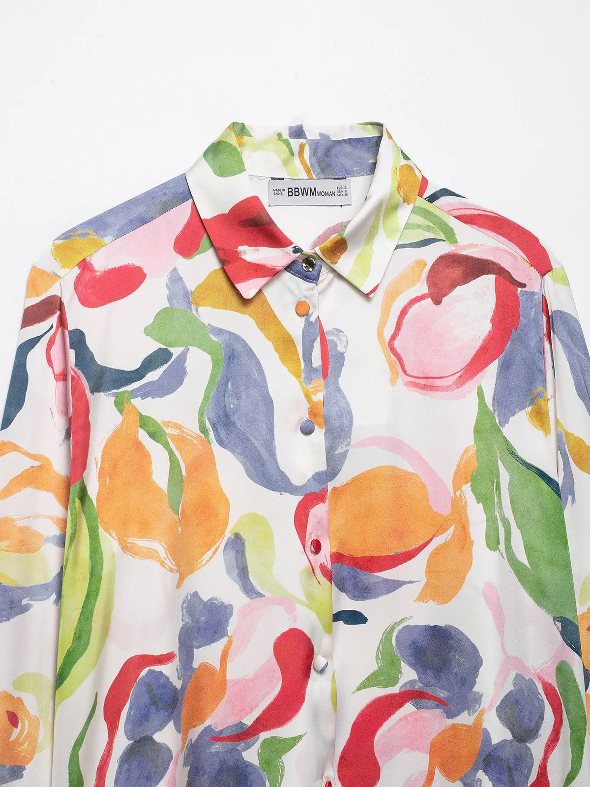 Silk Satin Feel Floral Print Shirt for Women 2026 New Design Elegant Basic Style Long Sleeve Loose Fit Polyester Spring Fashion