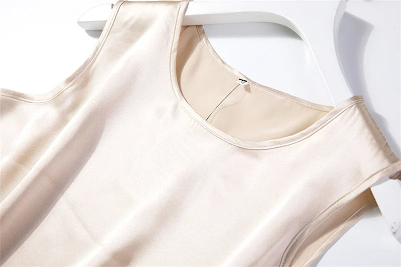 Elegant Fashion Satin Tank Tops Office Lady Blouse Shirts plus  Summer Slim Sleeveless Vest Women Simple O-neck Tops y2k clothes