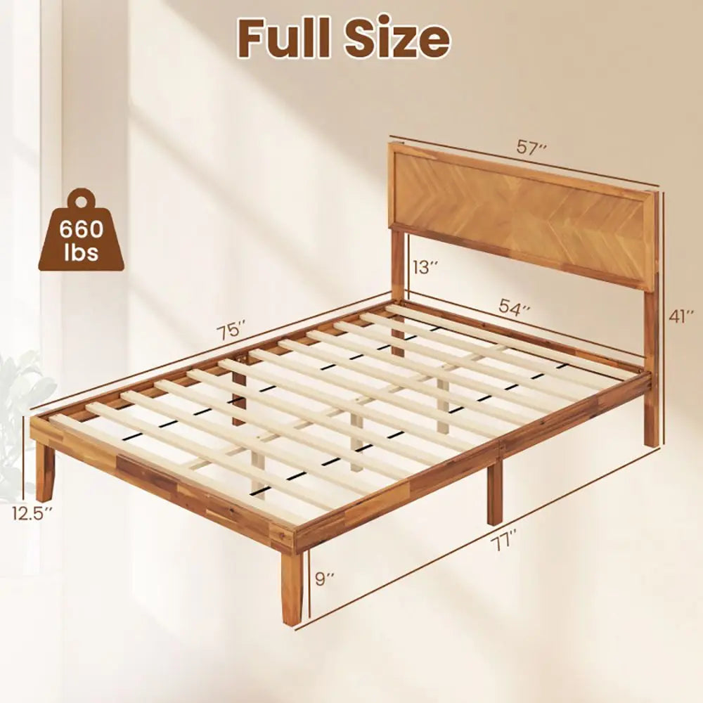FullSize Bed Frame with Headboard and Storage Space