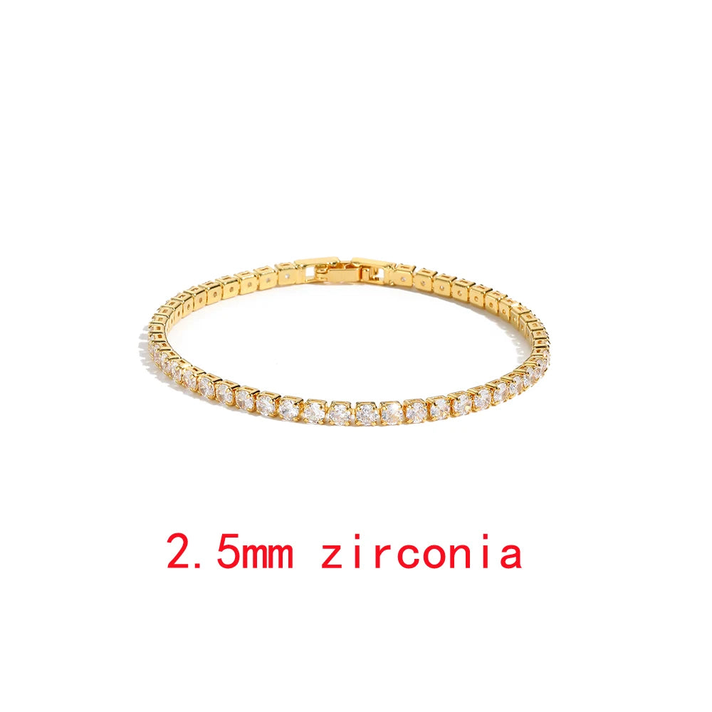 Iced Out Tennis Chain Necklaces Female Gold Color 18K Gold Plated Neck Chain For Women'S Fashion Jewelry Chocker 2024