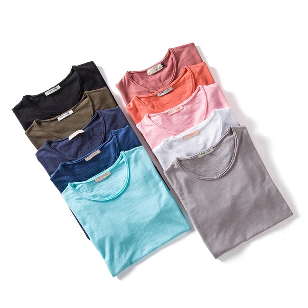 Aiopeson 100 Percent Cotton Men V Neck Slim Fit T Shirt Premium Comfort Casual Tee