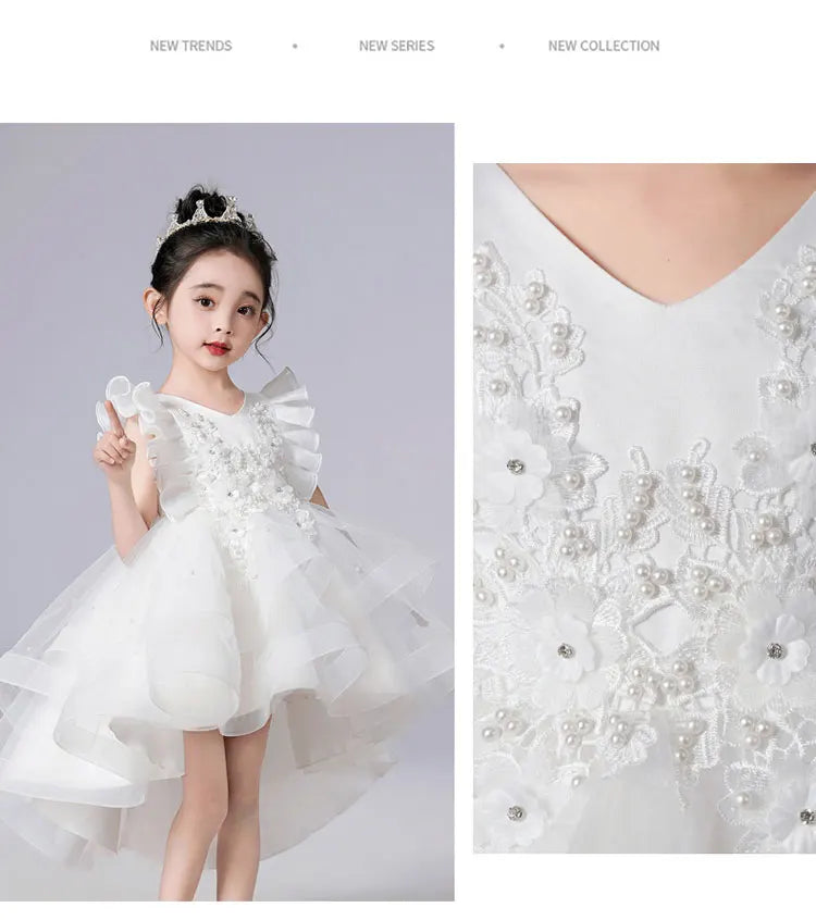 Fashion Flower Girl Dresses Sleeveless Lace Kids Clothes Girls Dress Summer Children Girls Party Dresses 4-14 Years