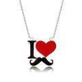 2026 New Fashion Jewelry Silver Gold Color Enamel I Love Mustache Heart Necklaces For Women'S Girl Best Friends Necklace