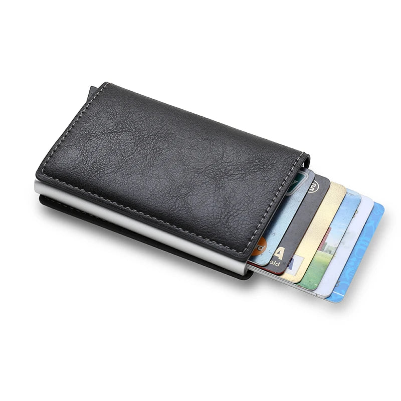 Carbon Fiber Credit Card Holder Wallets Men Brand Rfid Black Magic Trifold Leather Slim Mini Wallet Small Money Bag Male Purses