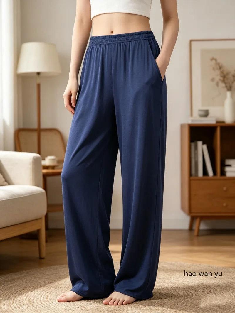 Women's Modal Pajama Pants - Casual Loose Straight Leg Sleep Bottoms