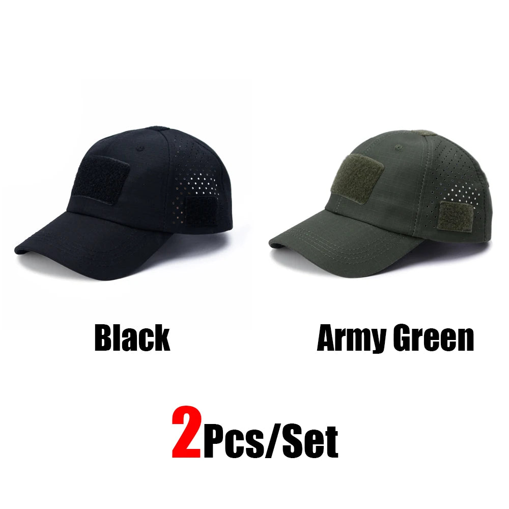 1/2Pcs New Men Camouflage Baseball Cap Breathable Sunscreen Hat Outdoor Sports Hunting Hiking Camping Beach Fishing Sun Hat