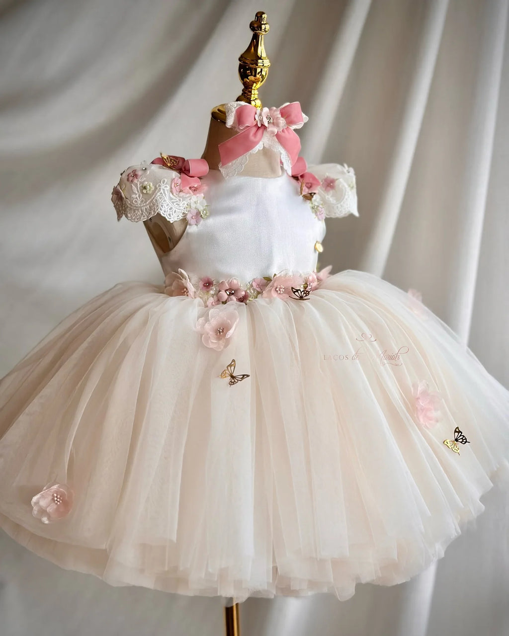 Lace Appliqued Flower Girls Dress First Communion Dresses Customized Birthday Pageant Gowns Princess Christmas Party Dress