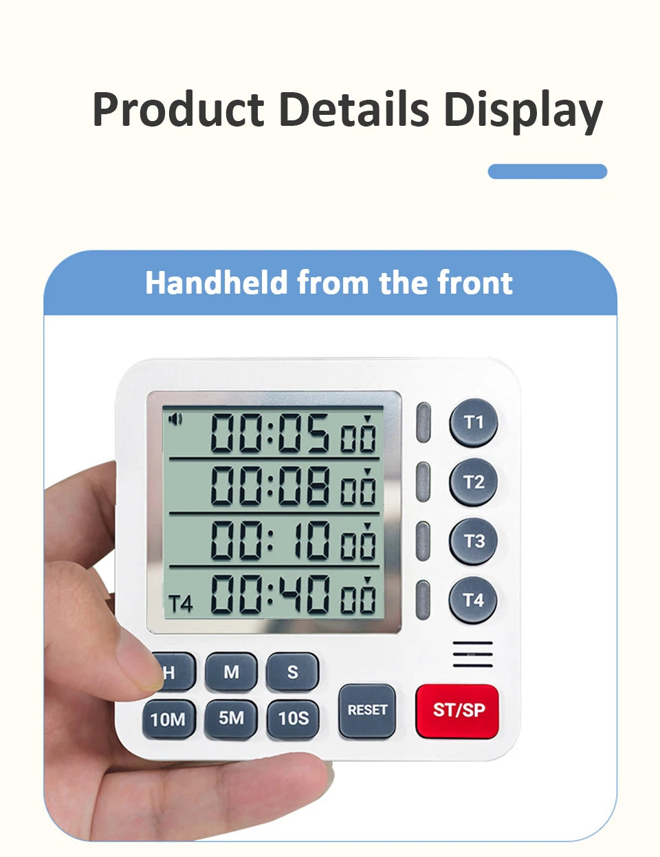 Magnetic Kitchen Timer 4 Channels Four Sets of Timing Large LCD Display Digital Cooking Countdown Timer Home Kitchen Accessories