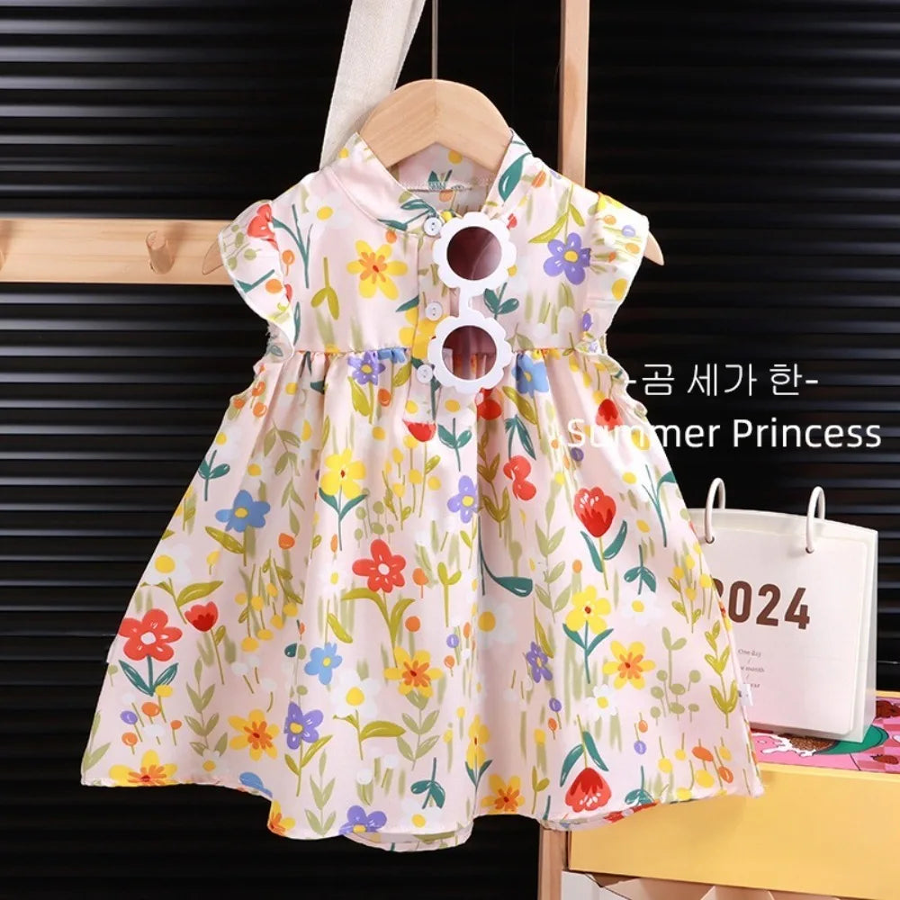 New Floral Girls' Floral Dress Soft Breathable Beach Skirt Performance Costumes Girls