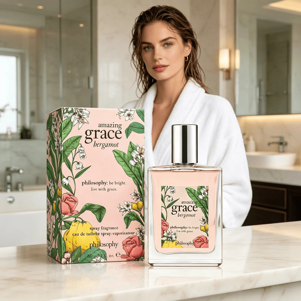 Authentic Philosophy Amazing Grace Bergamot Eau De Toilette 4 oz (120ml), Refreshing Bright Citrus‑Floral Women Perfume Spray, Gentle Light Long‑Lasting Fragrance for Everyday Use