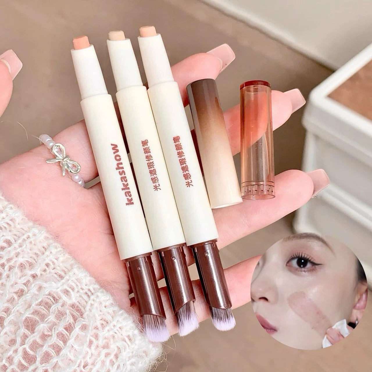 Face Concealer Pen Long Lasting Cover Dark Circles Corrector Contour Concealers Stick High Gloss Brighten Face Cosmetic Makeup