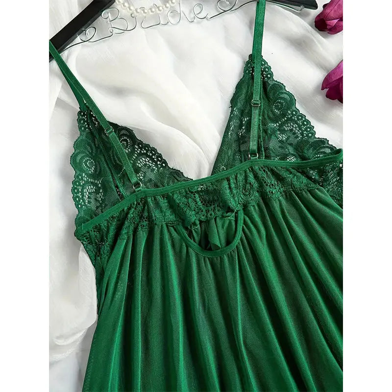 Curves 2-Piece Women's Underwear Set Lace Low-Rise Panties With Nightgown Intimate Apparel Breathable Delicate Summer Lingerie