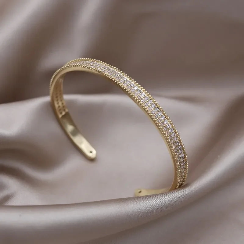 2024 French New Design Fashion Jewelry Two-Color Plated Zircon Letter X Opening Bracelet Elegant Women'S'S Daily Work Accessories