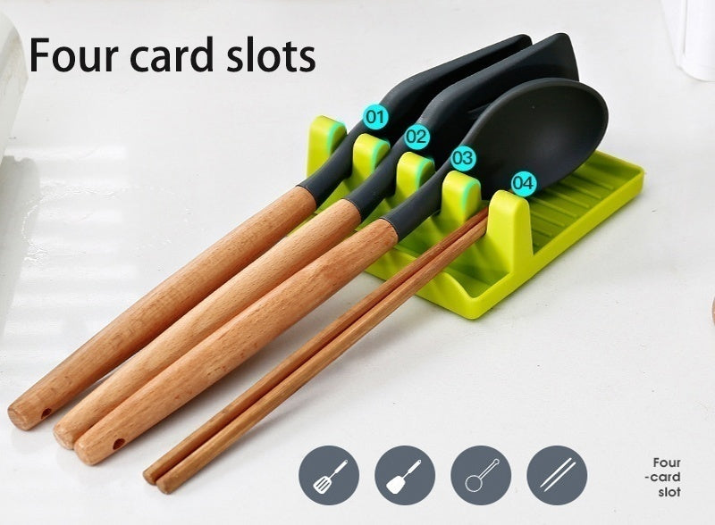Soporte de cucharas de cocina, estante organizador de tenedores y espátulas de plástico, soporte antideslizante para palillos y cucharas