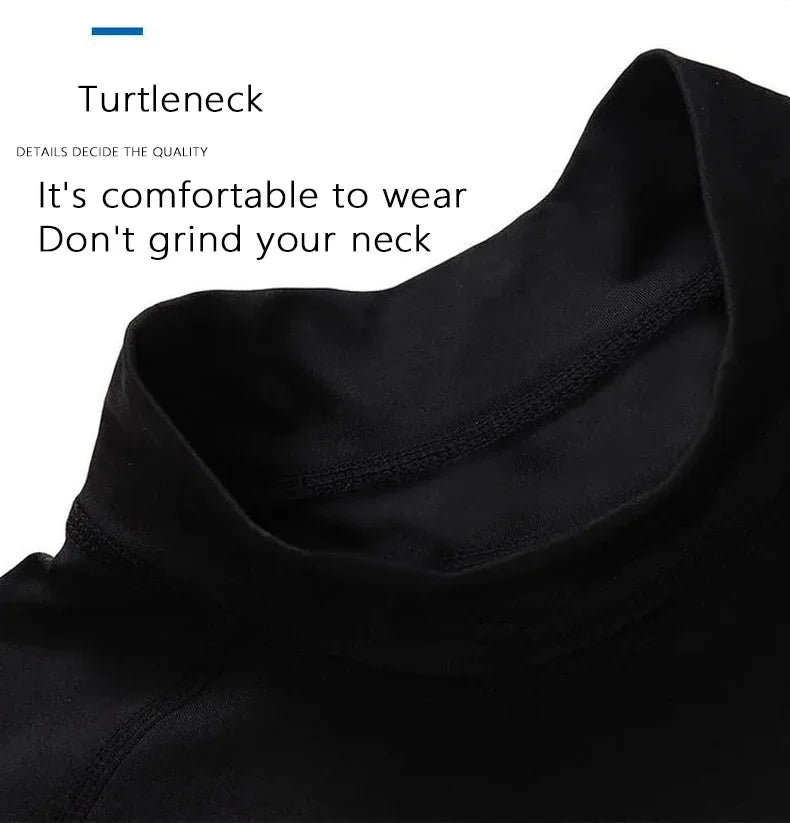 Turtleneck Gym Compression Long Sleeve Workout Shirt Men Bodybuilding Tight Running Sportwear Fitness Mens Sports Shirt