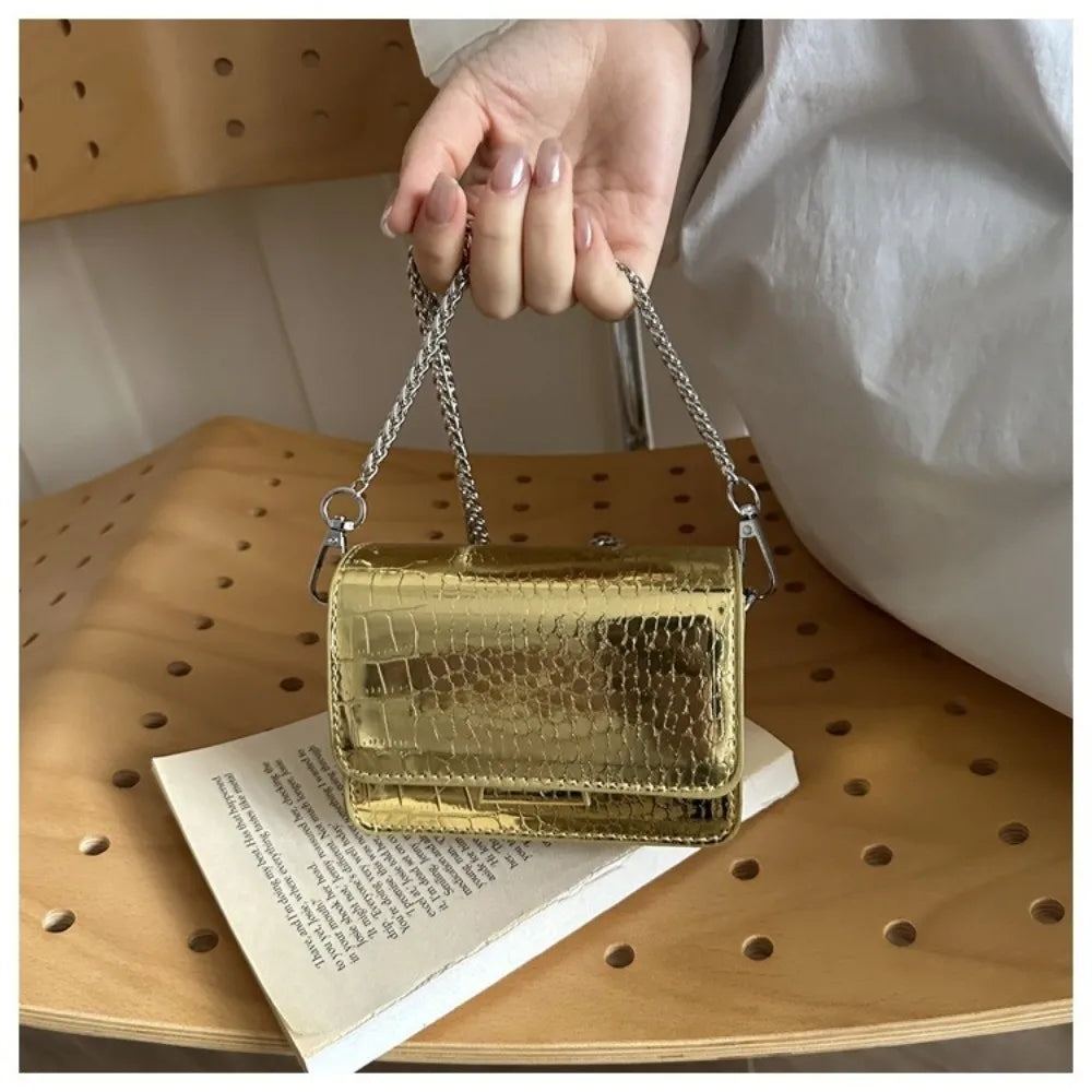 Fashionable Chain Strap Square Bag Solid Color PU Leather Crossbody Bag Tote Bag Women
