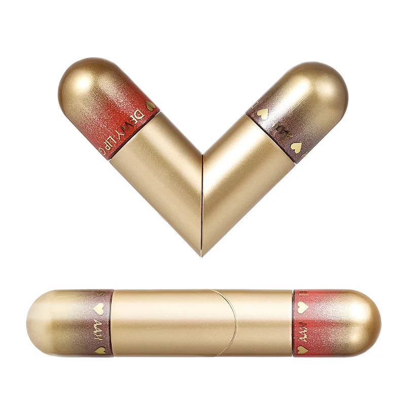 1pcs Double-Head Lip Gloss Lipstick, Hydrating and Moisturizing, Foldable, Sparkling Mirror-Like, Nourishing Lip Gloss