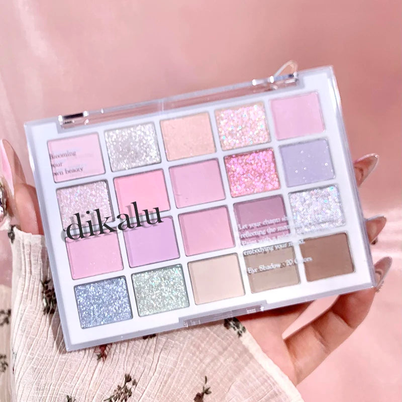DIKALU 20-Color Korean Low Saturation Eyeshadow Tray Matte Waterproof Brown Pink Eye Shadow Palette Long-lasting Daily Makeup