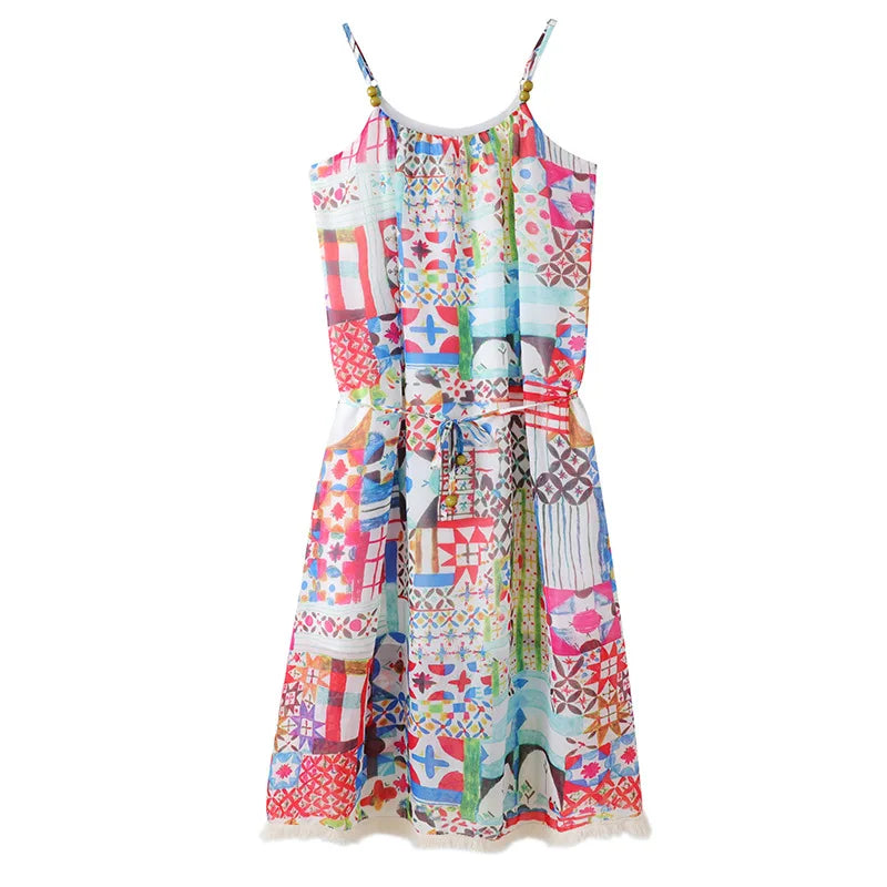 Family Matching Vacation Outfit Set - Spaghetti Strap Dress and Shirt