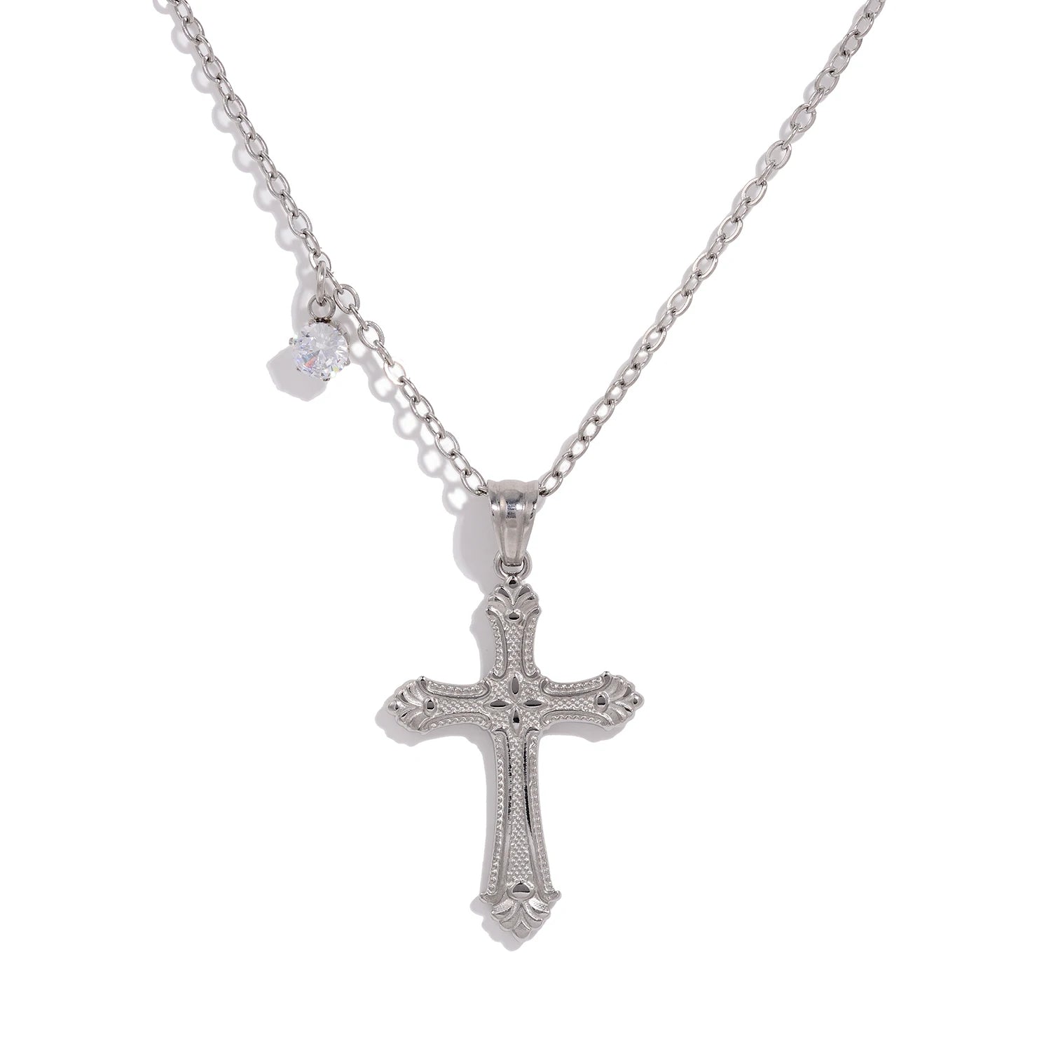 Cross Pendant Necklace For Women Hypoallergenic 18K Gold Plated Stainless Steel Waterproof Jewelry