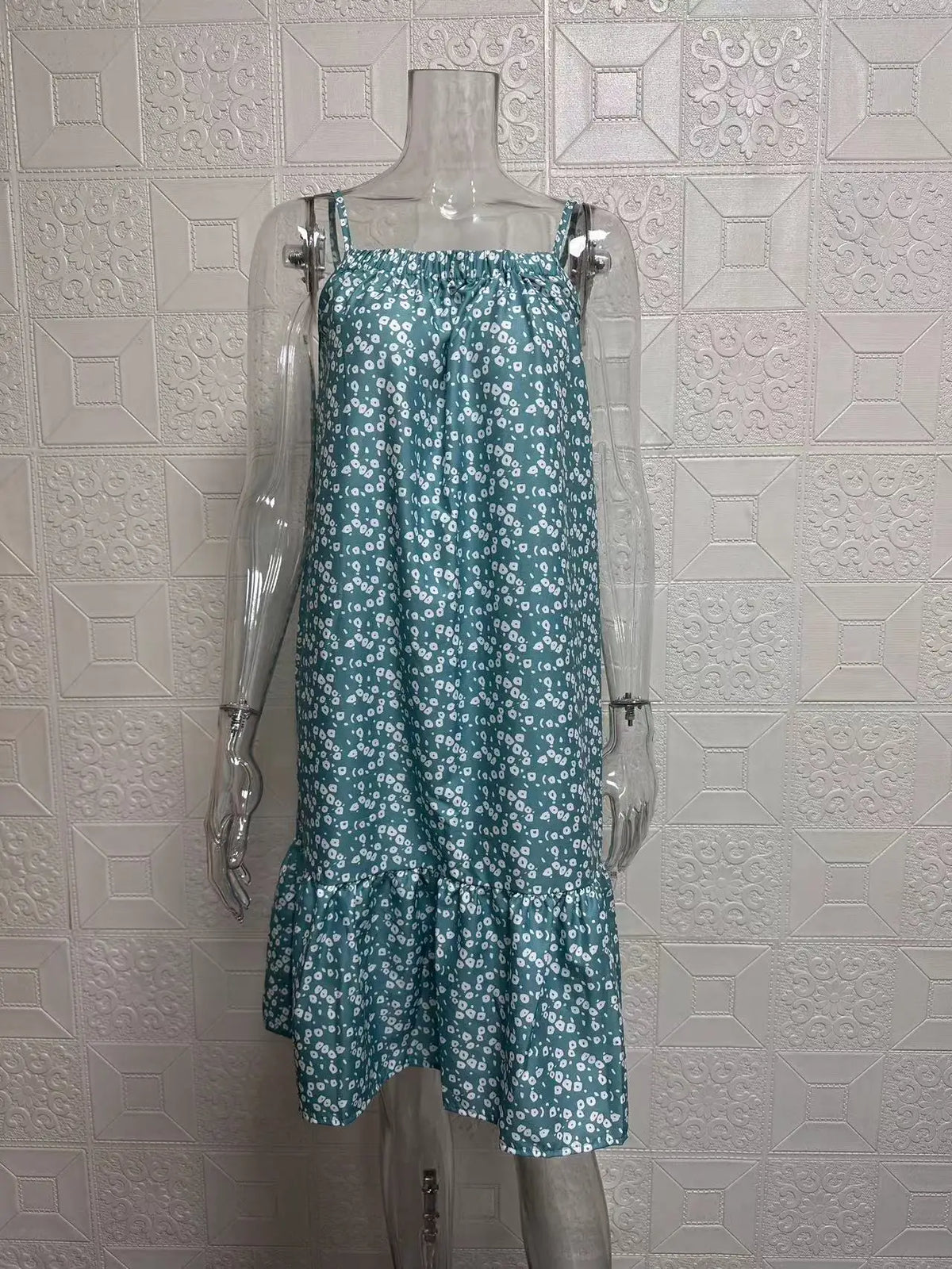 Women Floral Print Sleeveless Spaghetti Strap Beach Bohemian Dresses Ladies Vacation Summer Boho Midi Dress Robe