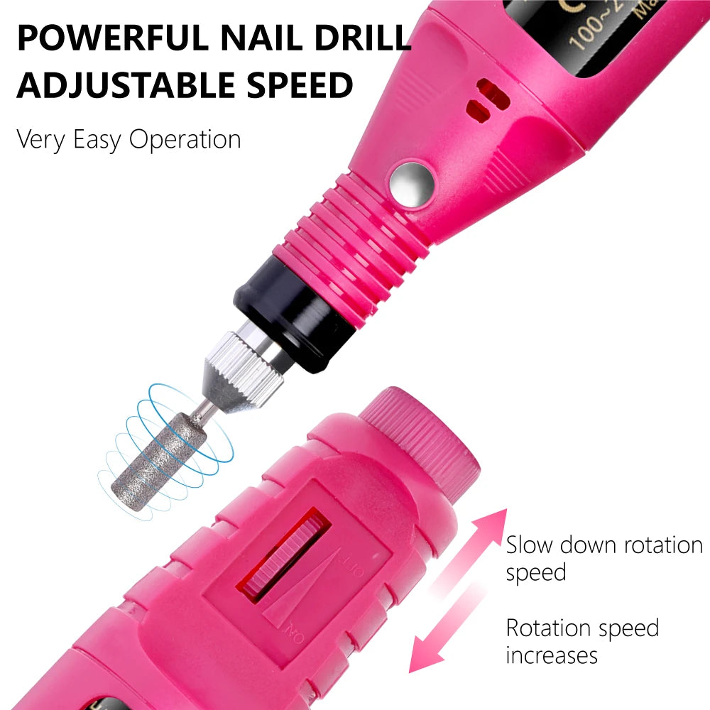 LULAA Portable Professional Electric Nail Drill Machine Manicure Tools Pedicure Drill Set Family Nail File Nail Drill Equipment