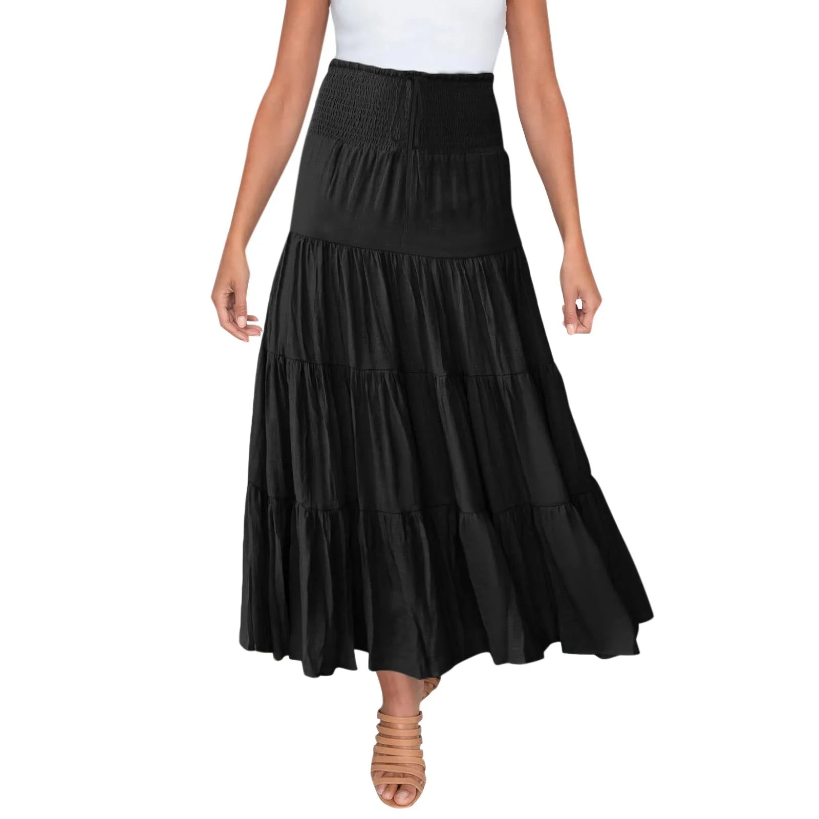 Boho High Waist Maxi Skirt – Flowy A-Line Beach & Casual Style