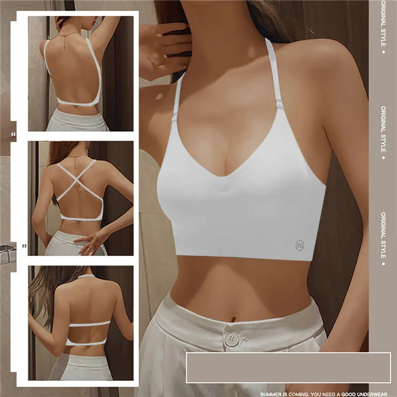 Women'S Invisible Bra Deep U Plunge Bras Backless Top For Dresses Sexy Lingerie With Transparent Strap Push Up Strapless Underwea