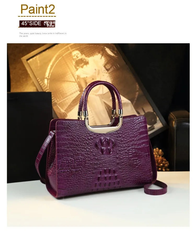 2026 New Ladies Large Tote Business Bag Luxury Leather Crocodile Pattern High Capacity Handbag Single Shoulder Bag for Women