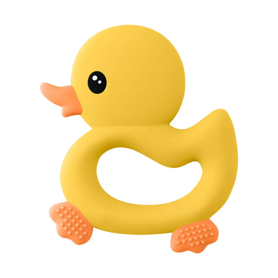 Mordedor de bebé, juguete de pato de dibujos animados, silicona sin BPA, suave juguete de dentición para bebés