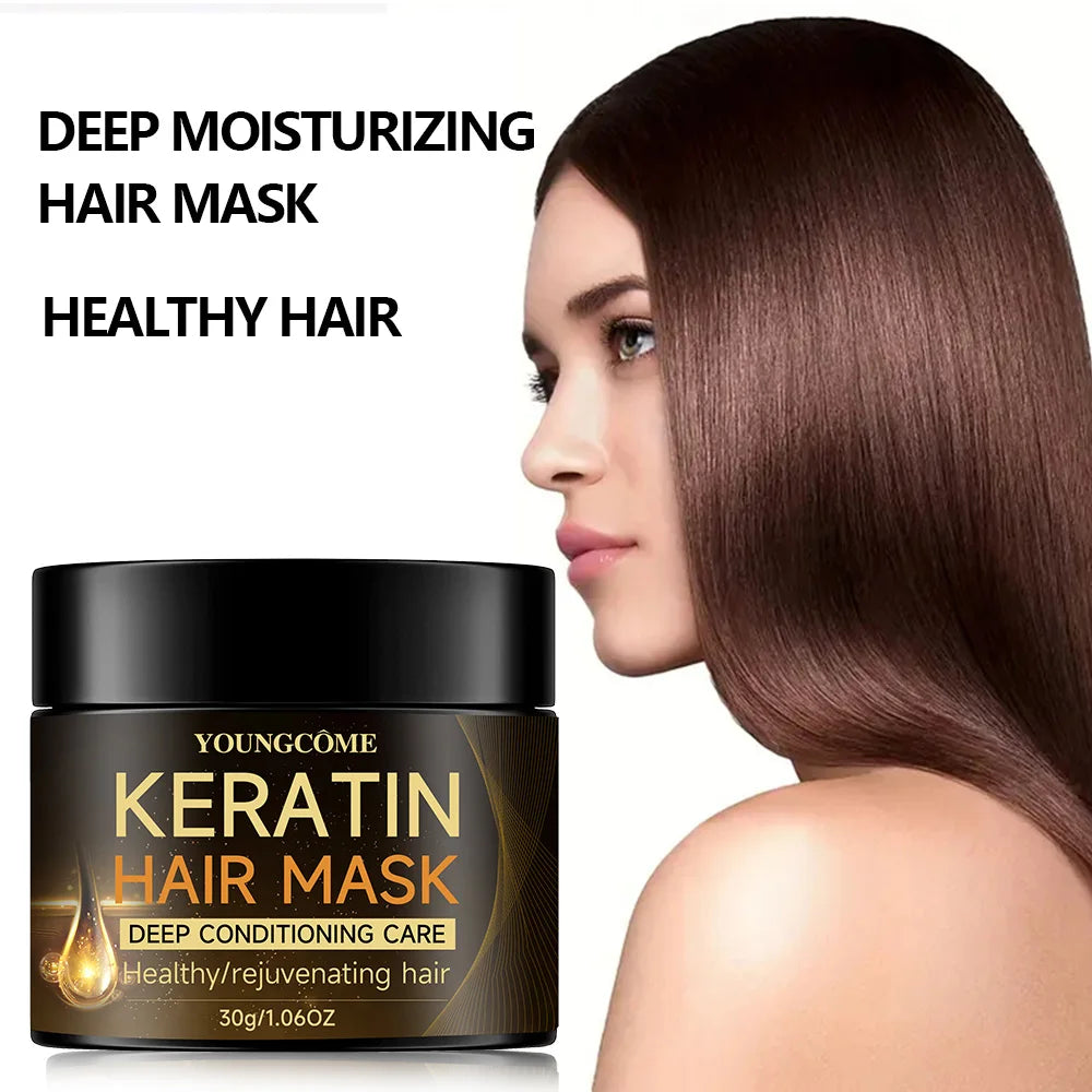  YOUNGCOME Keratin Hair Mask Moisturizer Conditioner Soft Smooth Frizz Damaged Hair Care Repair Hair Restore Shine Hair Mask